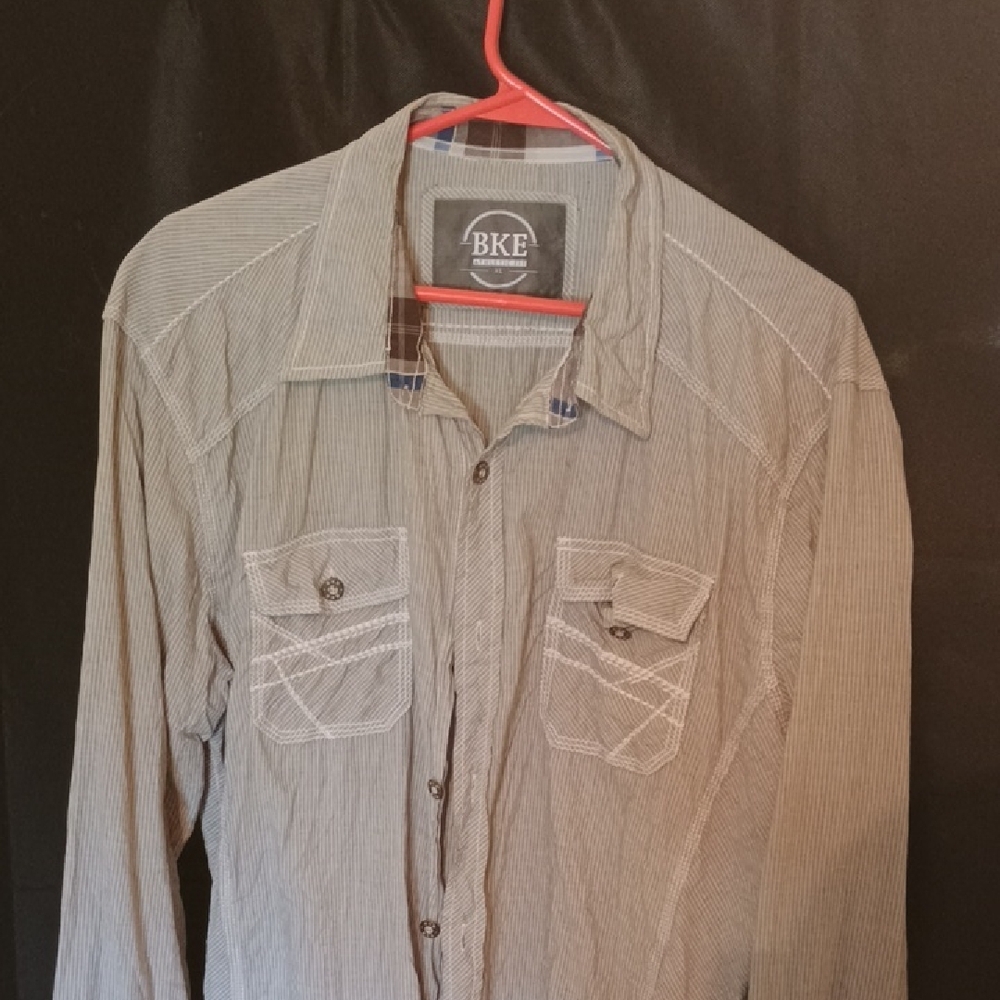 BKE Gray Striped Casual Shirt